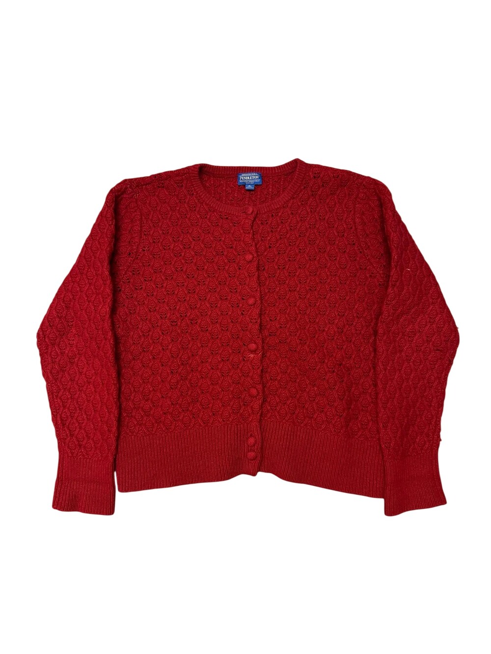 Pendleton Cardigan Sweater Womens XL Petite Red Wool Textured Knit Button Front